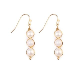 3 Tiered Faux Pearl Earrings